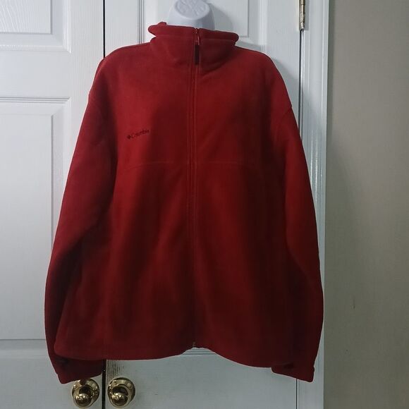 Columbia red fleece men's zip up jacket Sz L NWOT - Picture 1 of 6
